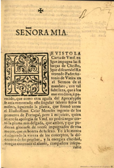 F19. Llamada de atención ante la impugnación de Juana Inés en las Finuras de Cristo.